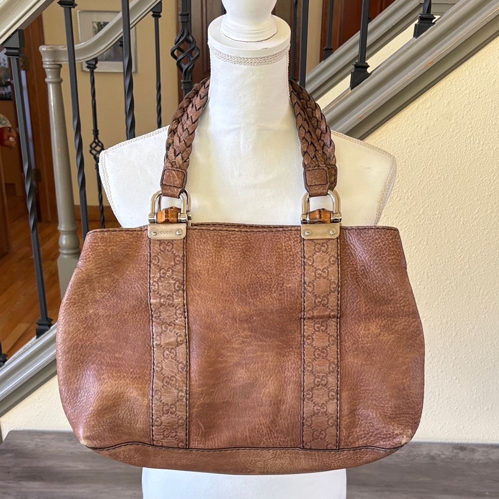 Gucci Authentic Brown Leather Tote Bag